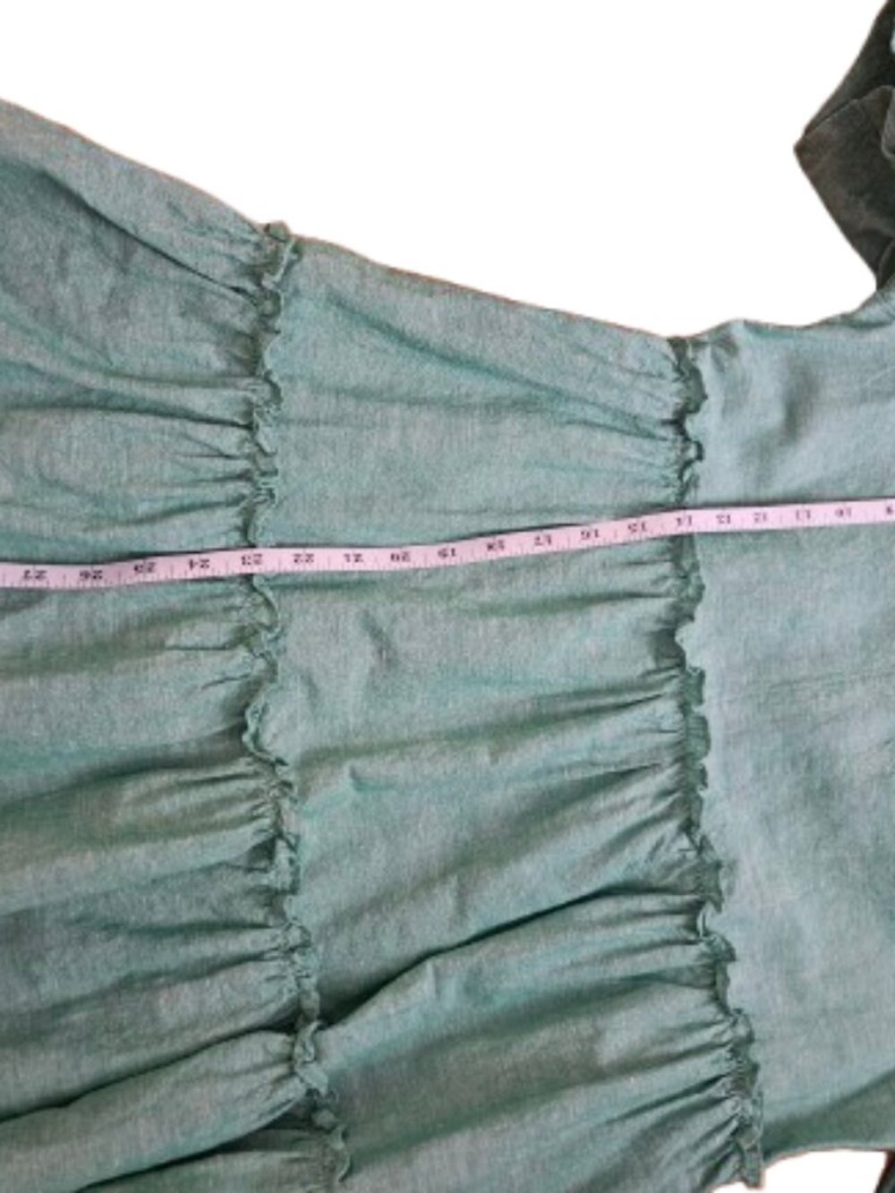 Tuckernuck Sea Green Crawford Mini Dress Linen Blend Ruffle SZ Small - Picture 11 of 12